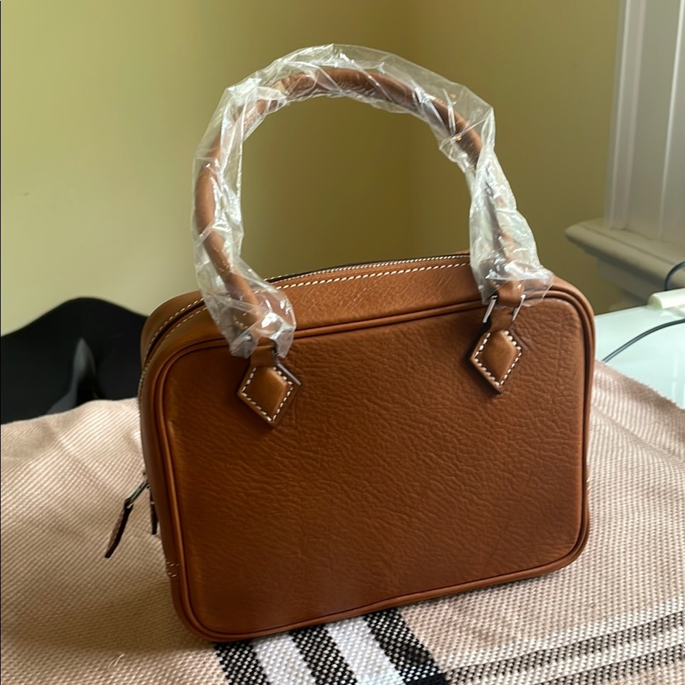 Mini Real Leather Brown Handbag